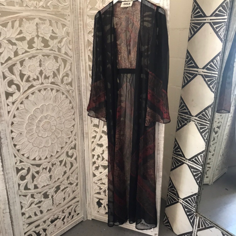 STONE COLD FOX SHEER SILK VIOLANTE DUSTER ROBE FOR LOVE LEMONS ZIMMERMANN BOHO - Picture 2 of 12
